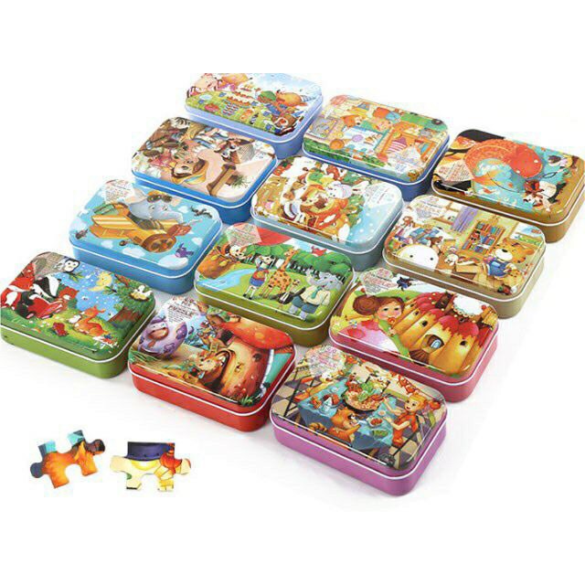 Bộ Tranh Ghép puzzle 60 Mảnh Trong Hộp Sắt