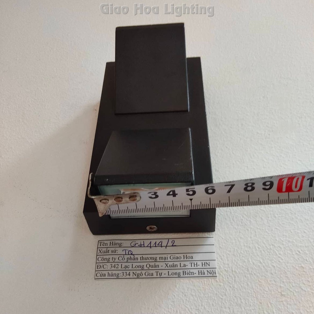 Đèn Led trang trí treo tường tường gắn cột hắt rọi 2 đầu hiện đại tối giản màu đen GH114/2