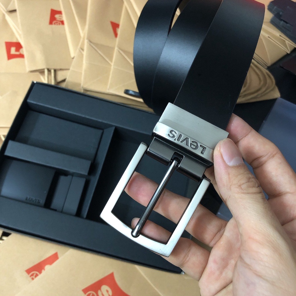 Set thắt lưng nam 2 mặt nịt siêu đẹp full box túi giấy