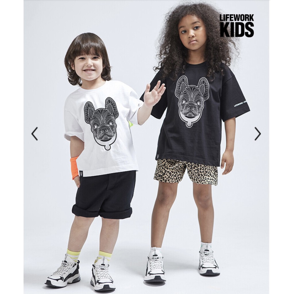 Áo thun tay lỡ hàn quốc unisex LifeWork MLB hoạ tiết Chó cho bé ,Samyy_vn