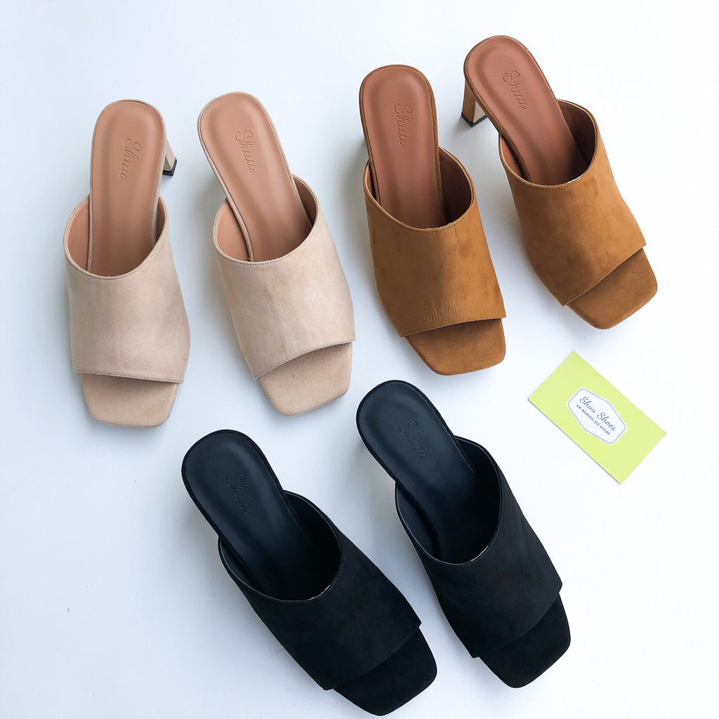 Giày Mules Nhung