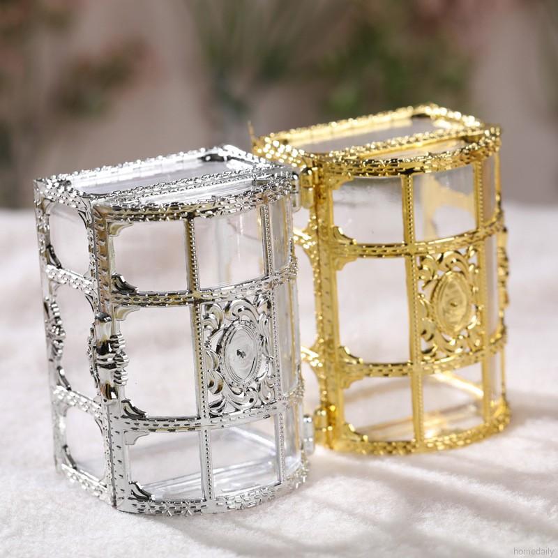 Hộp nhựa đựng kẹo/ quà tặng hình chiếc rương kho báu Boite Dragees De Mariage trong suốt
