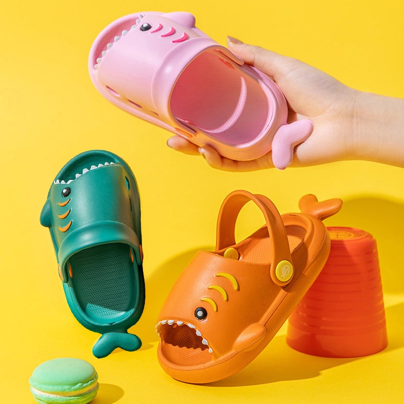 Dép nhựa eva hình cá mập hoạt hình dễ thương dành cho bé 1-5 tuổi
