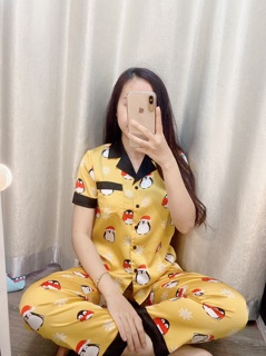BỘ NGỦ CHẤT LỤA CỔ PHA TAY NGẮN QUẦN dài