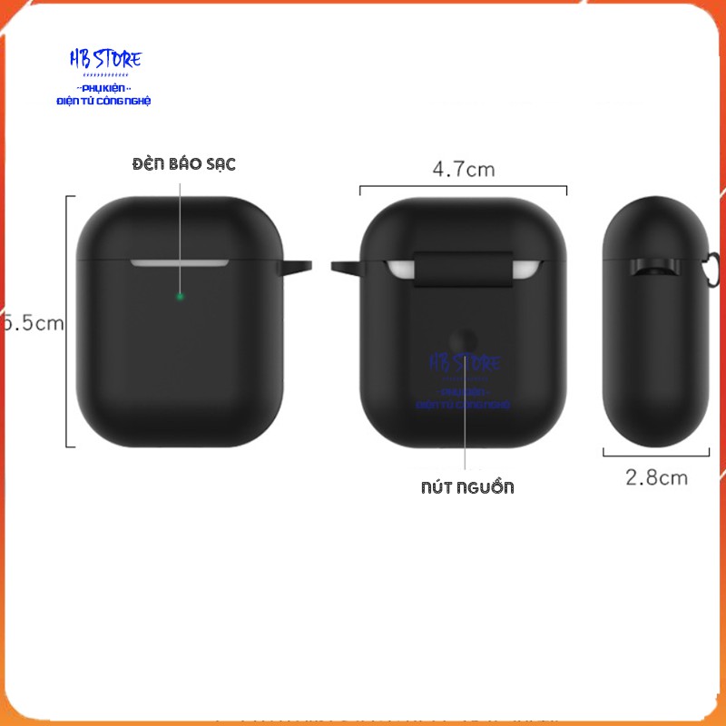 Airpods 2 case silicon tráng nhung chống sốc 1.5 mm có kèm móc chống rơi nút bảo vệ chân sạc