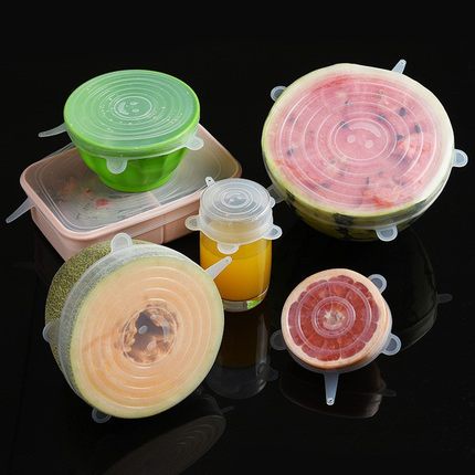 Nắp Đậy Bảo Quản Thực Phẩm Bằng Silicone 6 Trong 1 Tiện Dụng