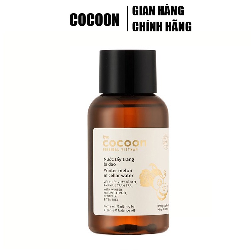 Nước tẩy trang bí đao cho da dầu mụn Cocoon Garin 140ml làm sạch lớp trang điểm