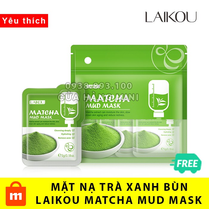 Túi 12 Gói Mặt Nạ Bùn Trà Xanh Laikou Matcha Mud Mask