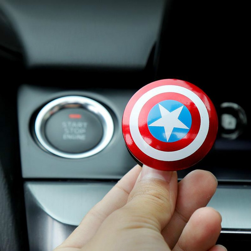 Nắp Bảo Vệ Trang Trí Nút Khởi Động Xe Ô Tô Hình Khiên Marvel