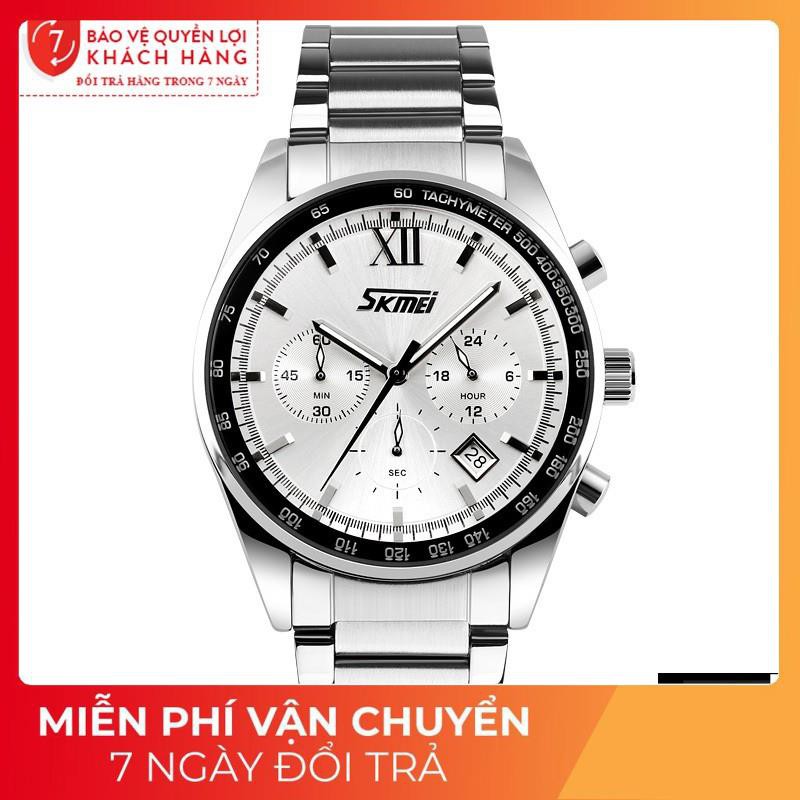 Free ship - Thời trang cao cấp (Giá cực sốc) Đồng hồ nam thời trang Skmei 9096 dây thép chạy 6 kim FULL BOX