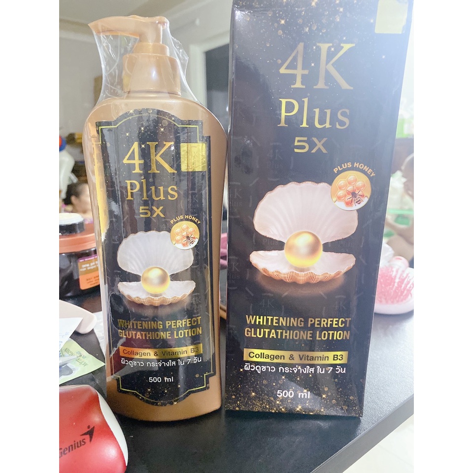 Sữa Dưỡng thể 4k pluss 5x Whitening perfect Glutathione LOTION 500ml Thái lan (Chai vòi)