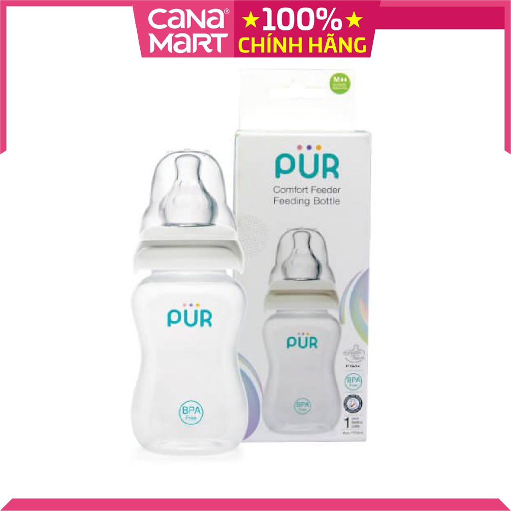 Bình sữa cho bé cổ thường Pur Comfort Feeder Van chữ V  không chứa BPA giúp bé bú khỏe hơn mà không bị sặc