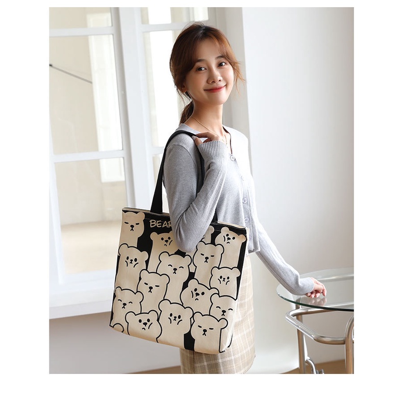 túi xách vải nữ DORRIKEY Ttf037 đeo vai cỡ lớn bằng vải canvas sành điệu cho nữ