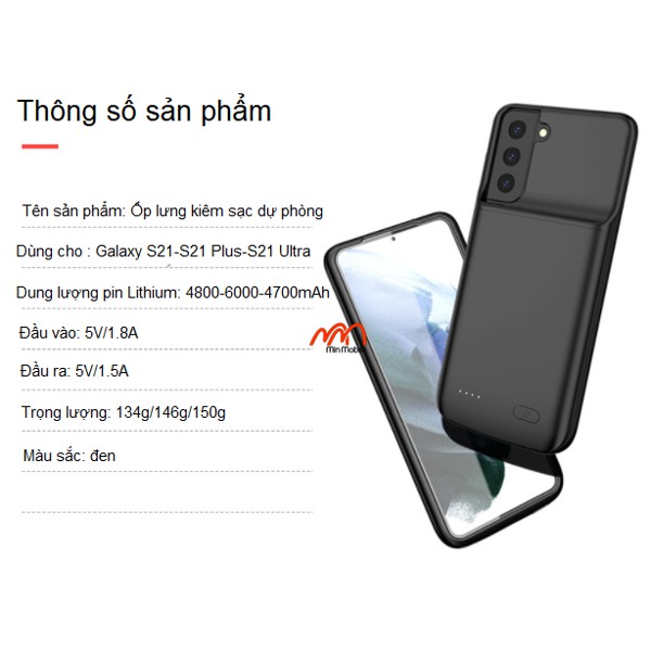 Ốp Lưng Kiêm Sạc Dự Phòng Samsung S21 Ultra/4700mAh