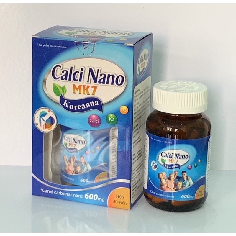 CALCI NANO MK7 - Lọ 30 viên - Giúp xương chắc khỏe , cải thiện tình trạng loãng xương