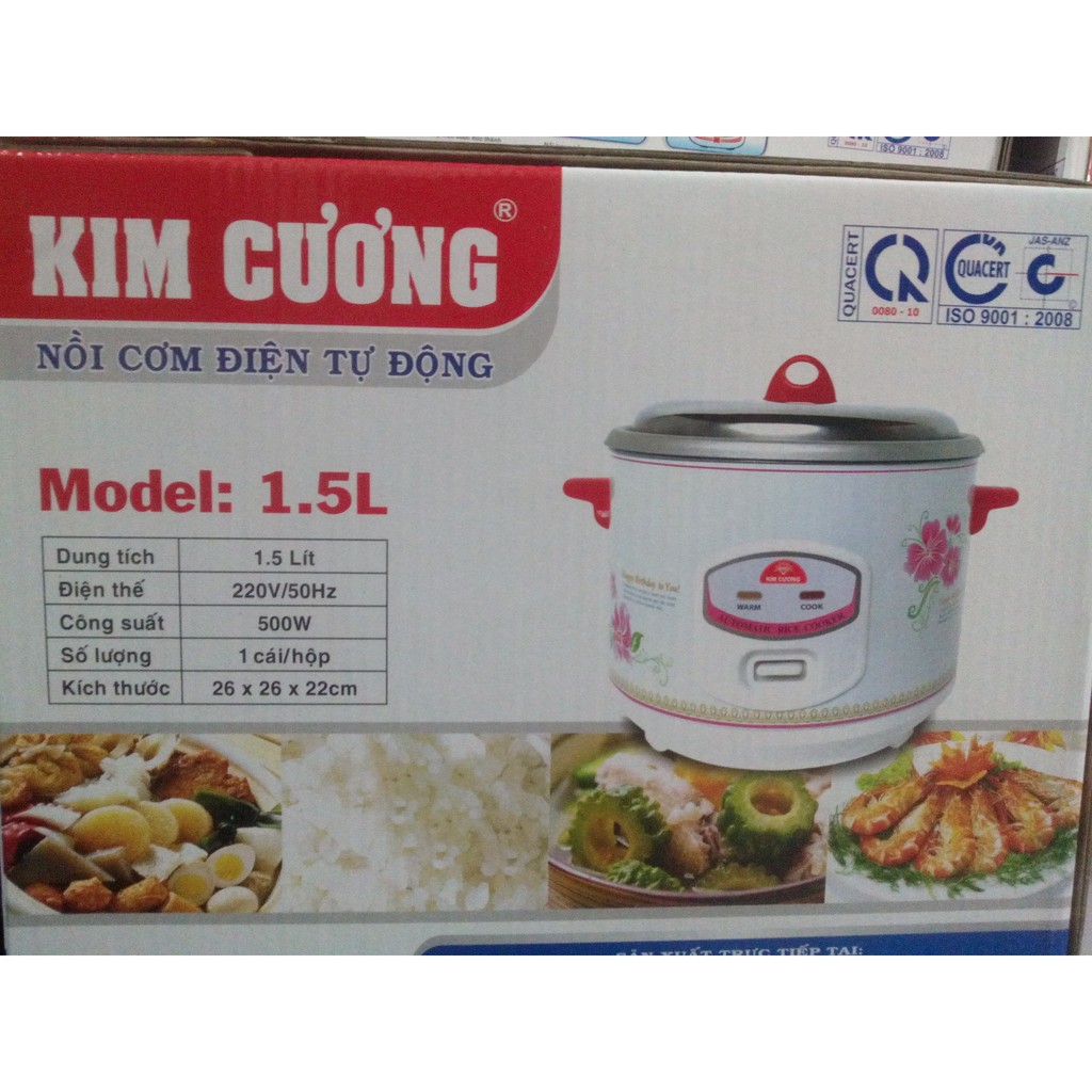 Nồi cơm điện 1.5 lít Kim cương nắp rời KC.15LN