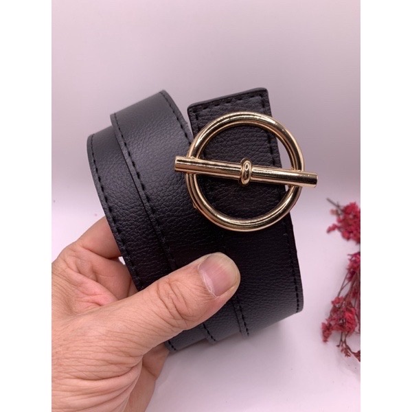 Thắt lưng nam, Dây nịt da khóa Q mặt đồng và thép không gỉ - Hàng hiệu cao cấp