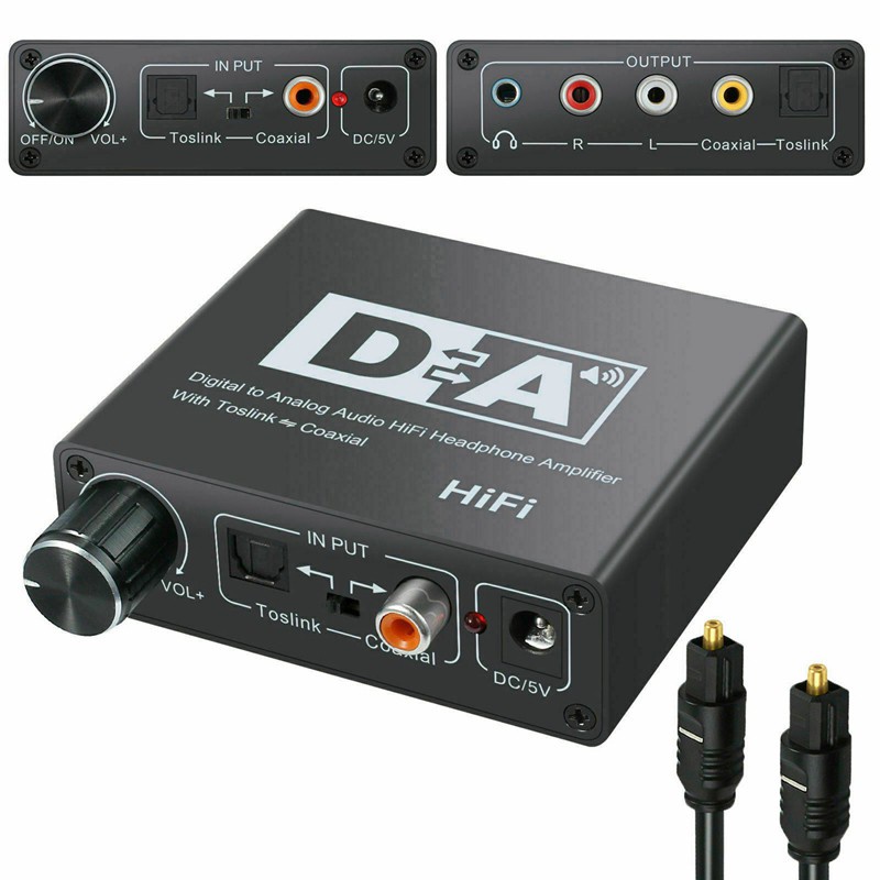 192KHz Digital Optical Coaxial to Analog RCA Audio Hifi Converter