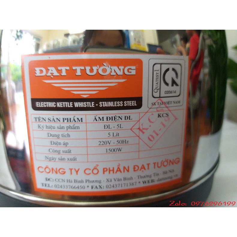 Ấm Điện Đun Nước Siêu Tốc Đạt Tường Có Còi Báo, Tự Ngắt Khi Sôi Dung Tích 3-5 Lít