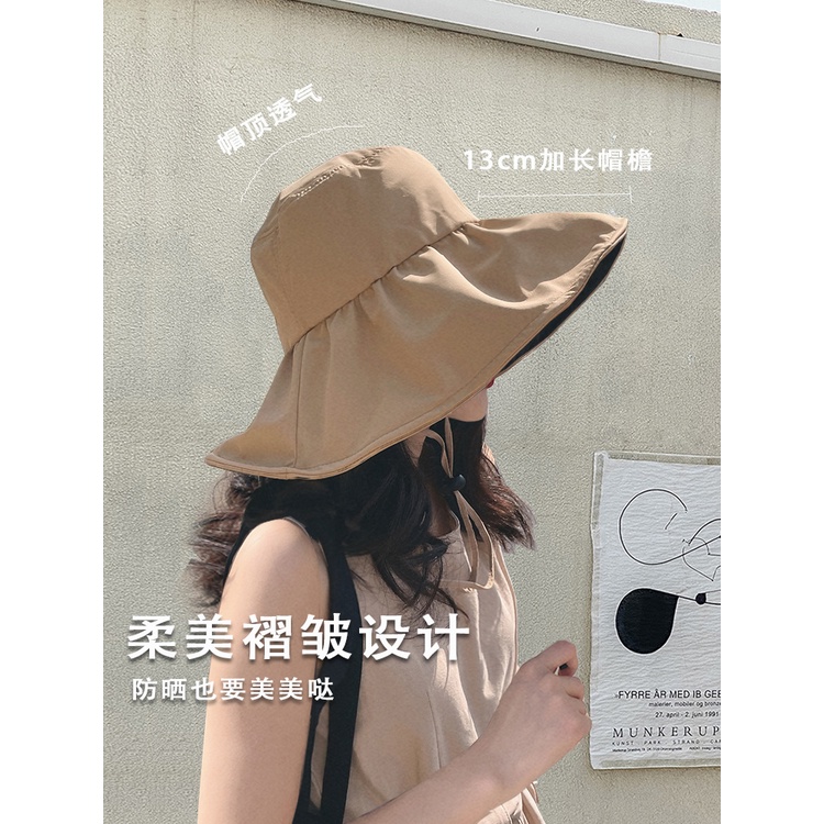 Nón Bucket Màu Đen Chống Tia Cực Tím Chống Tia UV Thời Trang Mùa Hè Cho Nữ