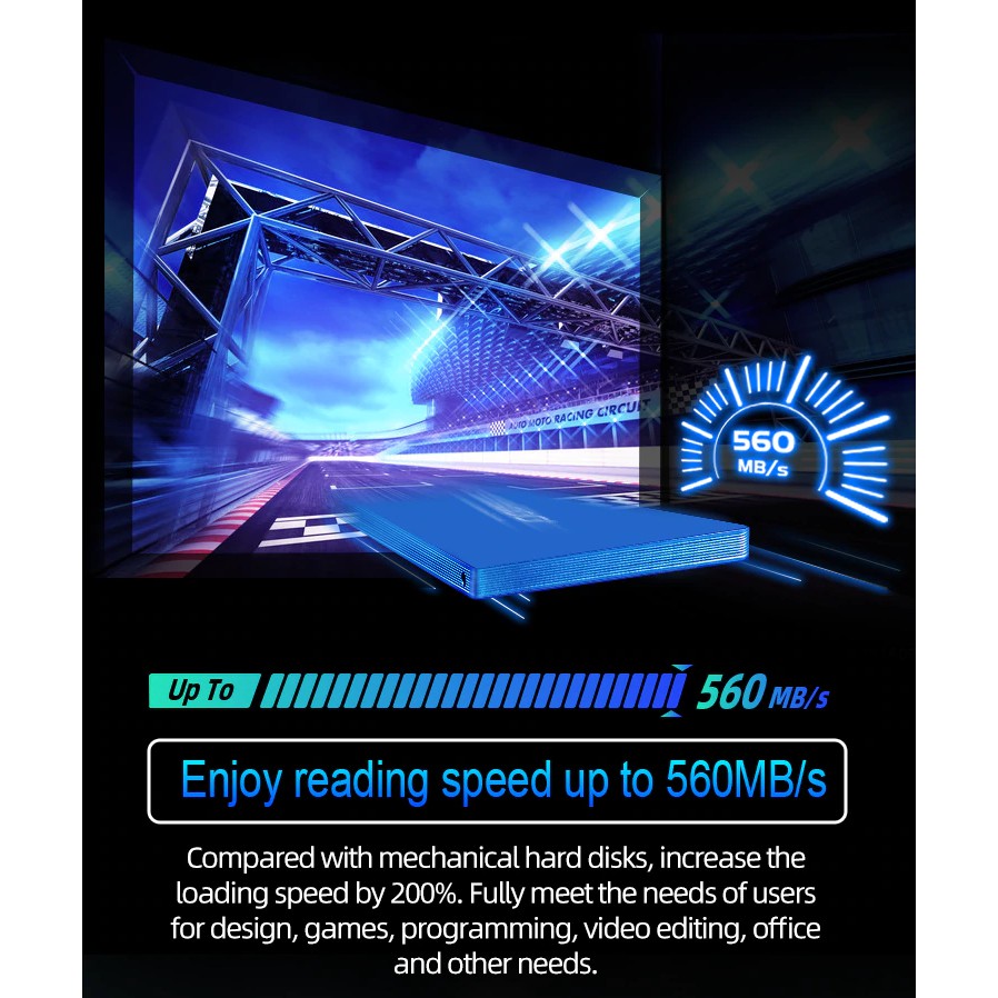 Ổ cứng SSD OSCOO 512GB SATA III 2.5 inch - đọc 550MB/s / ghi 530MB/s (Blue)