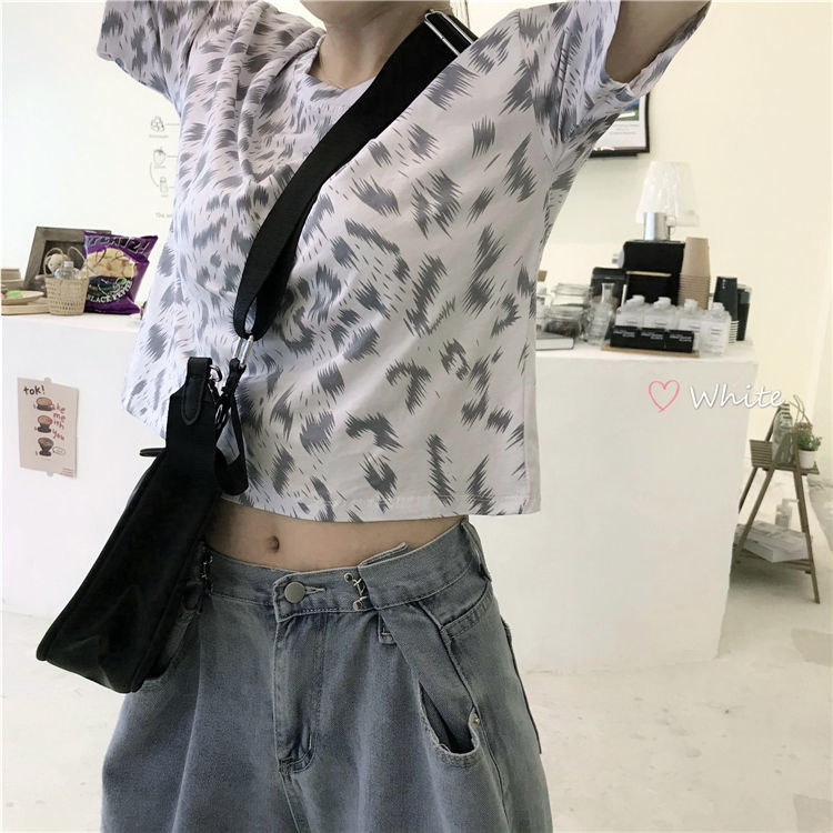 Áo thun lửng tay ngắn dáng rộng trẻ trung phong cách Hàn Quốc thời trang cho nữ