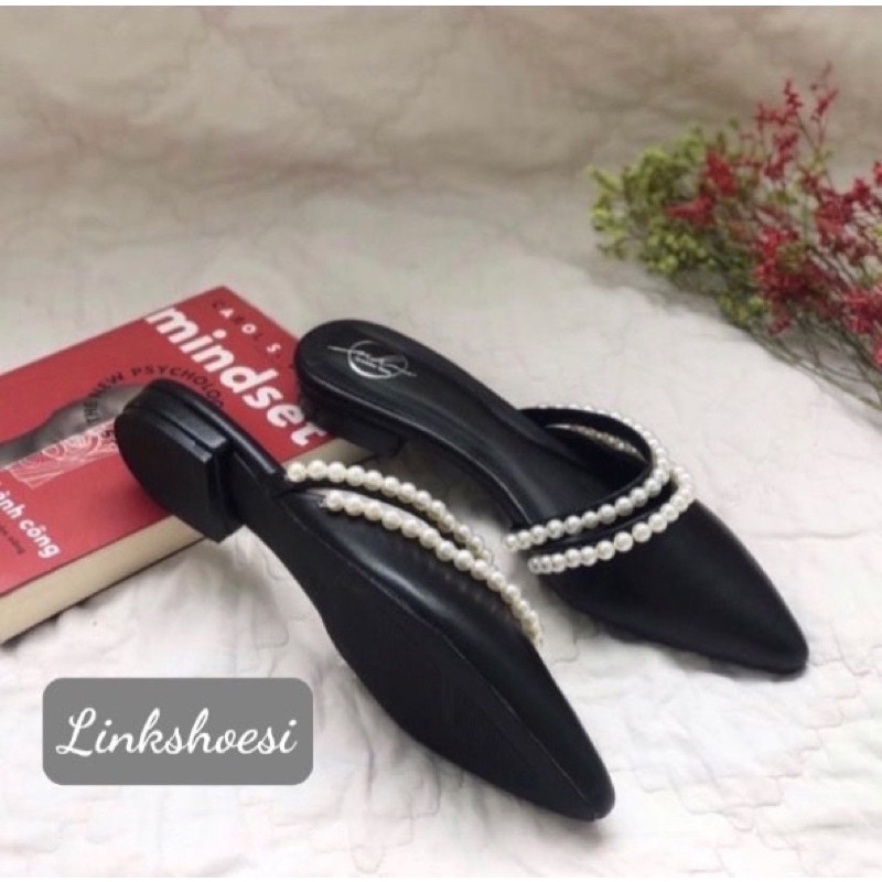 [Free Ship] Giày sabo thấp gắn hạt châu xinh xắn TT98