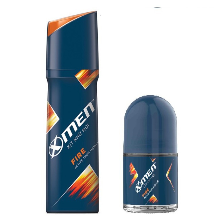 X Men -   Combo Xịt Khử Mùi X-Men Active Fire - Hương Nam Tính 150Ml + Lăn Khử Mùi 25ml Đại Lí Sỉ