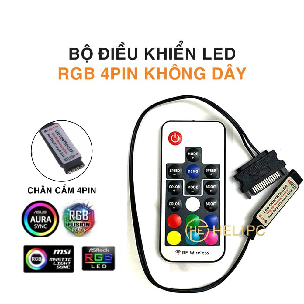 Bộ điều khiển LED RGB 12v 4pin không dây (RGB Led Controller) - chỉnh màu cho quạt RGB các loại Fan