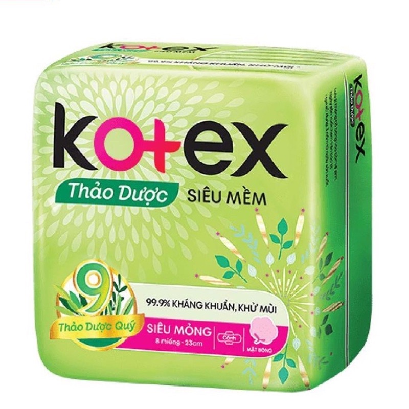 Băng vệ sinh Kotex Thảo Dược Siêu Mỏng Cánh 8 miếng