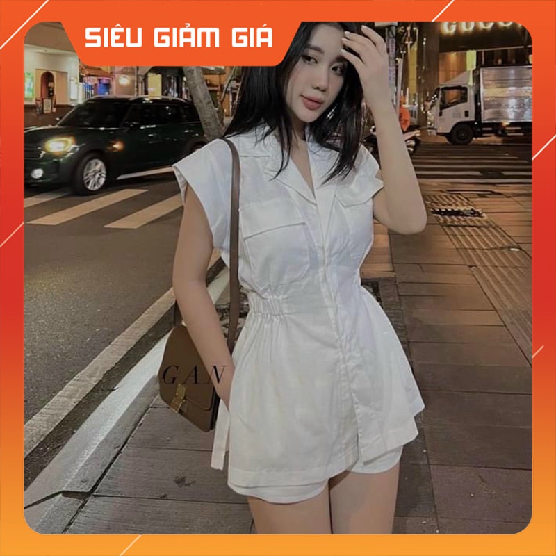Set Bộ Áo Sơ Mi Chun Eo Mix Quần Short Tôn Dáng SB2089-Teen 888