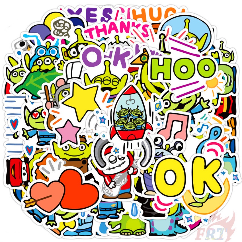 Set 50 nhãn dán mix emoji hoạt hình Disney Q nhân vật hài hước người ngoài hành tinh Toy Story Series 02 DIY thời trang