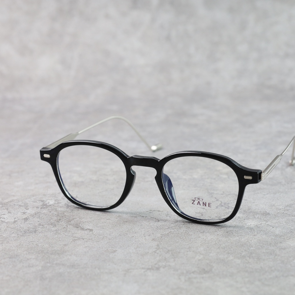Gọng kính cận nam lắp sẵn cận chất liệu nhựa chân kính kim loại mắt kính vuông - Z369 Eyepro