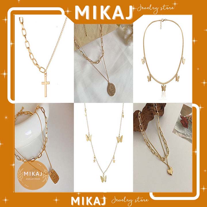 Vòng cổ nữ đôi choker titan không gỉ hiphop cá tính đôi tình yêu thời trang hàn quốc hình bướm mặt cườì MIKAJ STORE