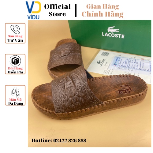 Dép da nam thời trang ViDu 21128 màu nâu chất lượng da bò nguyên tấm đế khâu siêu bên, cực nhẹ