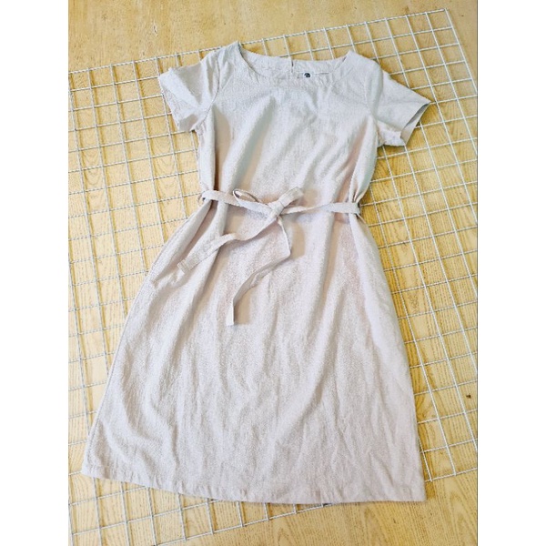 Đầm suông linen tay ngắn cổ tròn kèm đai rời, chất linen mềm mát, thời trang style Hàn