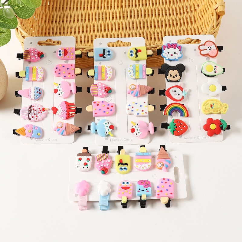 Kẹp Tóc Hình Kẹo Mút/Nàng Tiên Cá/Trái Cây Hoạt Hình Bằng Cao Su Mềm Dễ Thương