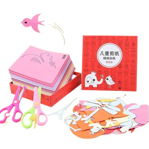 Bộ Đồ Chơi Cắt Giấy Thủ Công Cho Bé 240 Giấy Màu Và 2 Kéo Cắt An Toàn Tiện Dụng