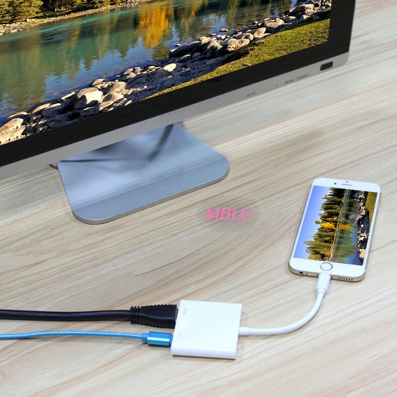 Dụng cụ chuyển đổi Lightning sang HDMI cáp AV TV tương thích với Apple iPhone X 8 7 6 Plus iPad