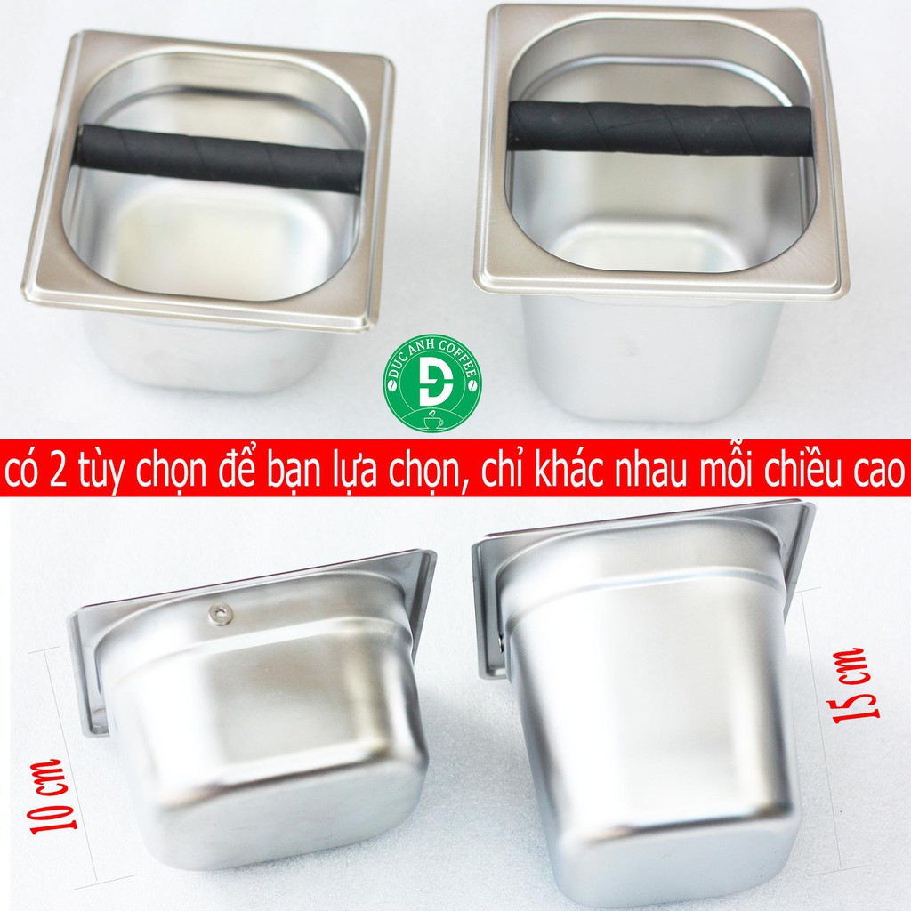 Hộp đập bã cà phê Espresso inox nguyên khối, có tùy chọn kích thước - Hộp đựng bã cafe pha máy-  Knock box