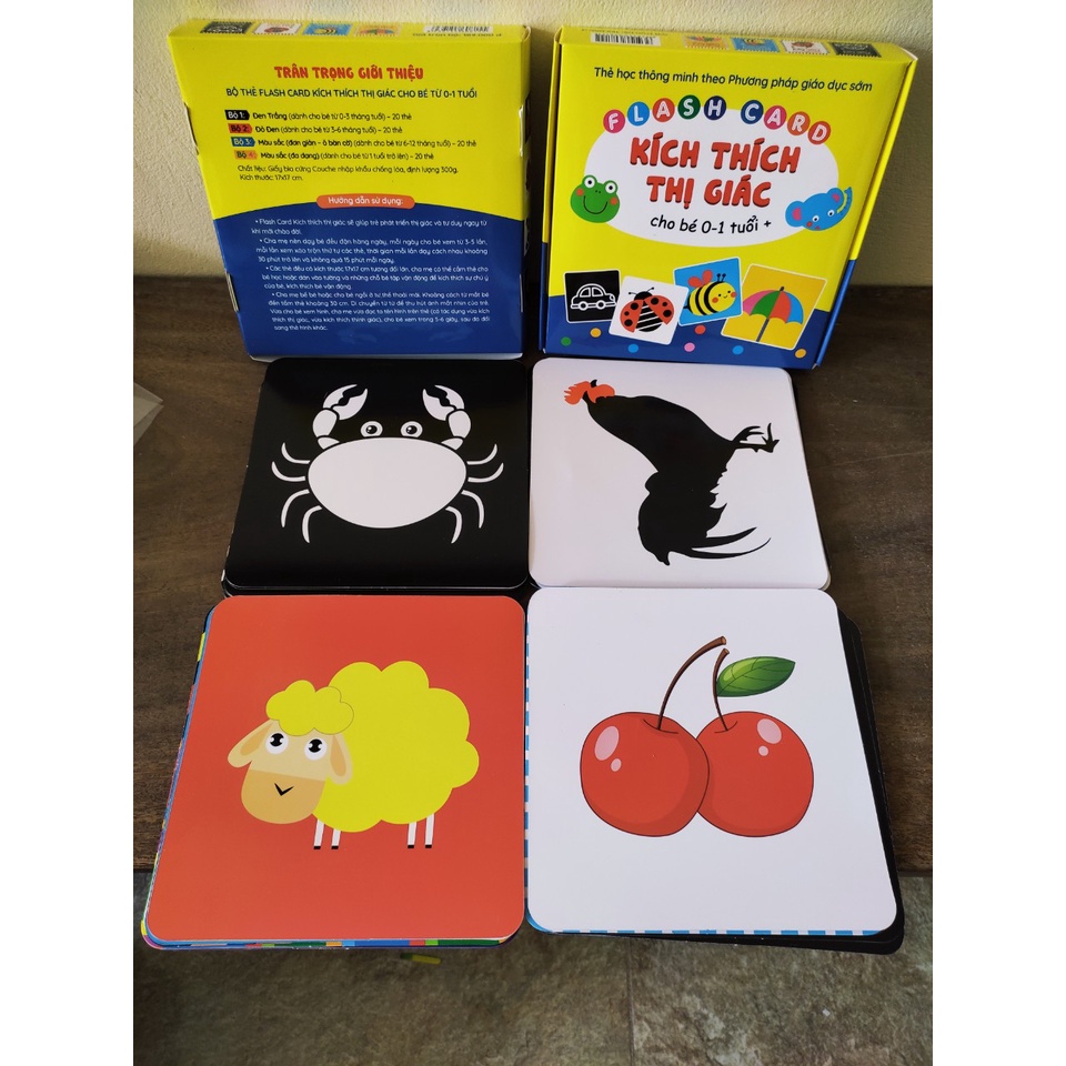 Flashcard - Bộ thẻ kích thích thị giác Thanh Hương đen trắng cho bé sơ sinh theo Montessori Glenn Doman