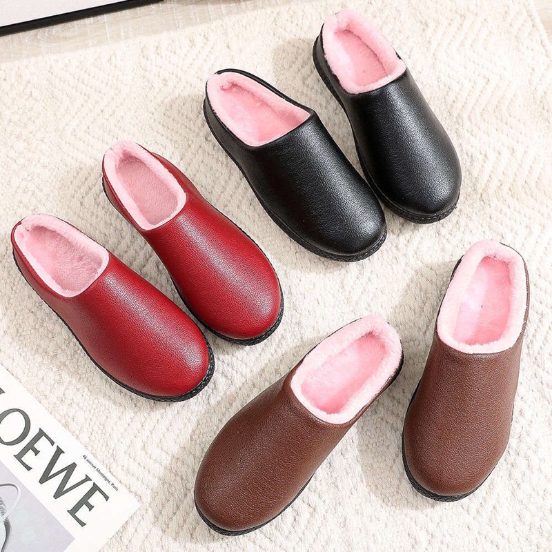 Dép sục lót lông chống thấm nước siêu ấm cho người già trung niên ông bà bố mẹ