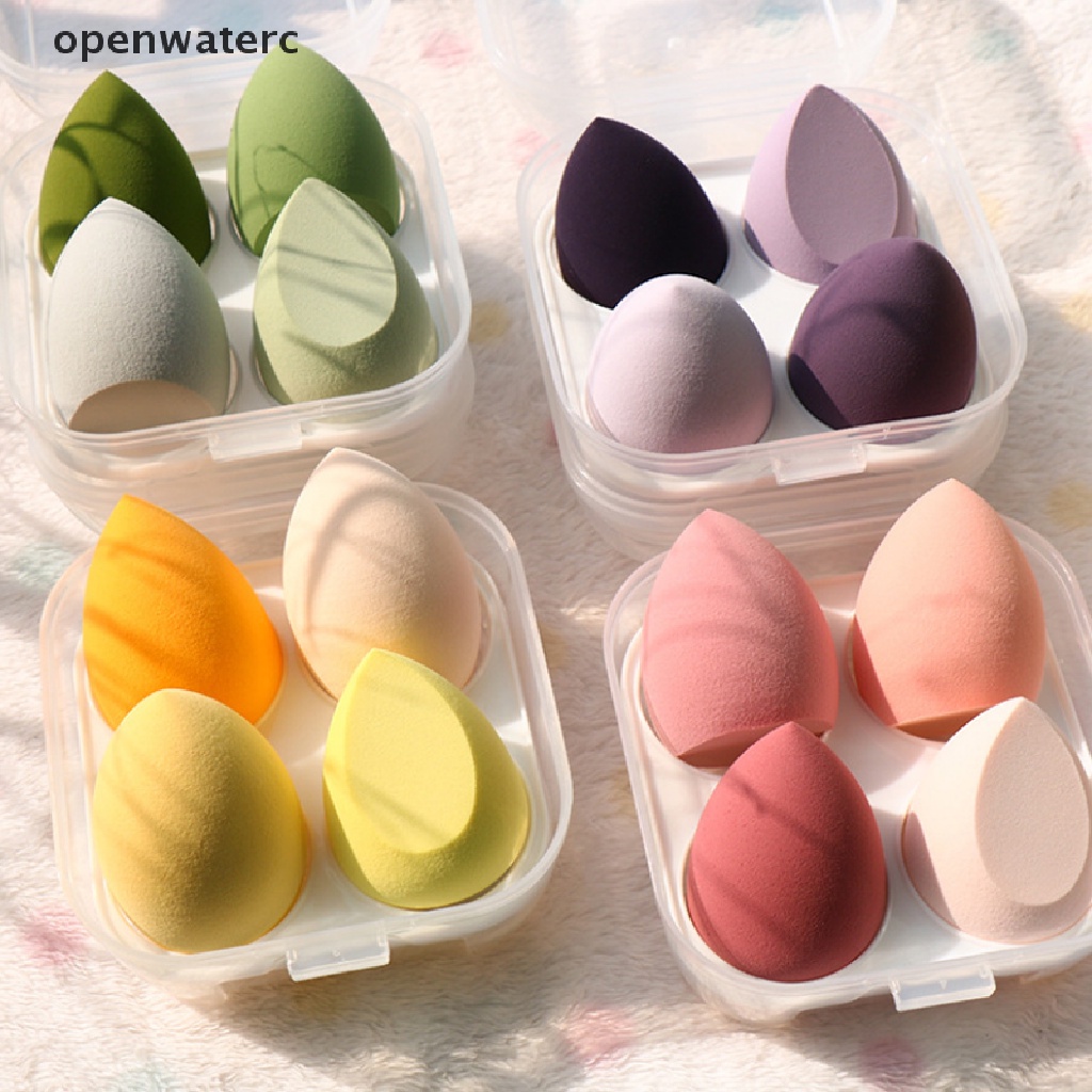 [Hàng mới về] Set 4 bông trang điểm có hộp đựng làm dụng cụ trang điểm làm đẹp