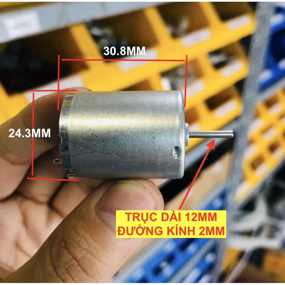 Động cơ motor 370 mô tơ mini RF-370C trục dài 12mm chạy êm mạnh 4.5V - 7.2V - 7600-12000rpm - LK0075