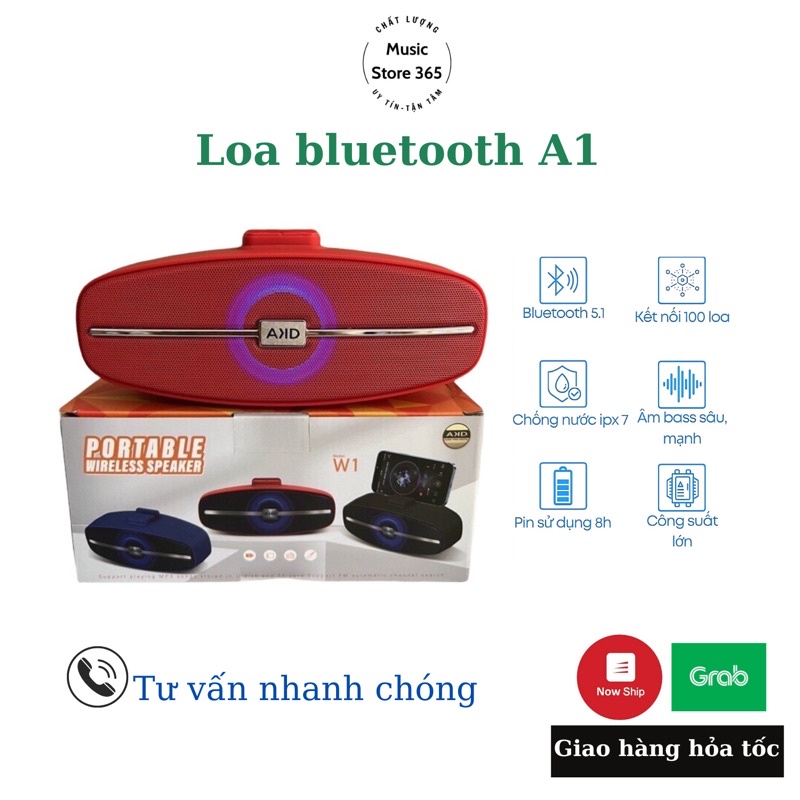 Loa bluetooth W1,loa bluetooth mini, thiết kế độc đáo âm bass cực mạnh ,bluetooth 5.0,tích hợp giá đỡ điện thoại