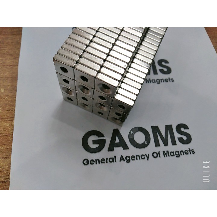 Nam châm vuông có lỗ 15x15x5mm GAOMS, mạ niken lực hút siêu mạnh