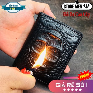 Ví nam da thật💥freeship💥ví đứng da bò dập 3d vân cá sấu cực đẹp