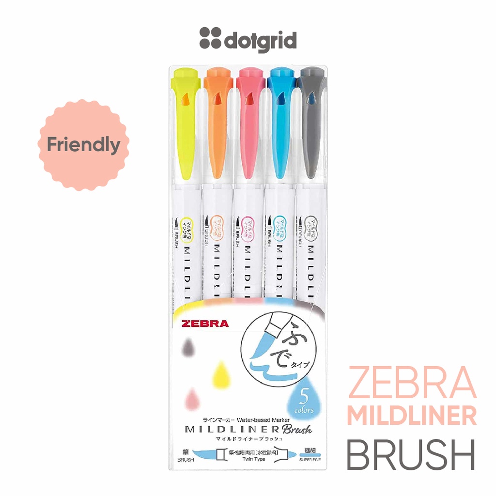 Set 5 Bút Highlight Zebra Mildliner Brush-WFT8-N-5C