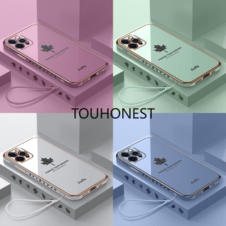 Ốp điện thoại silicon dẻo họa tiết lá phong casing for iphone 14 pro max case iphone 13 pro max case iphone 13 mini case iphone 14 plus case iphone x case iphone xs case iphone xr silicone anti-dro maple leaf with rope soft cassing phone case