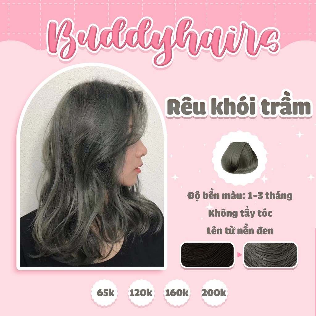 Thuốc nhuộm tóc RÊU KHÓI TRẦM không cần dùng thuốc tẩy tóc buddyhairs tặng kèm găng tay tiện lợi